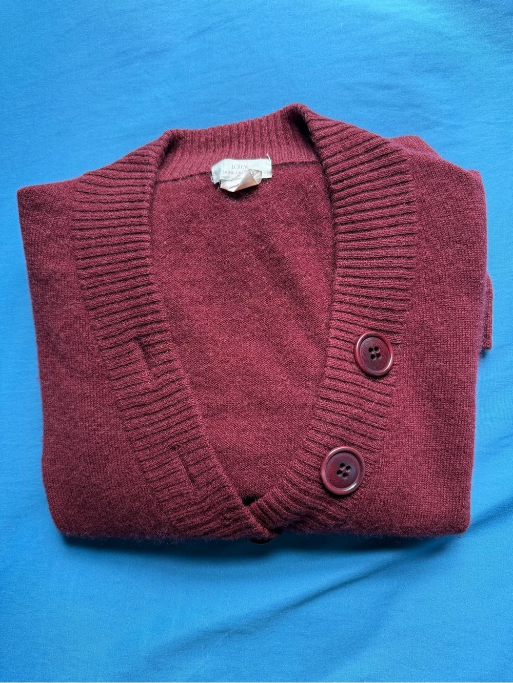 Vintage J Crew 100% Cashmere  Maroon Henley Sweater Women’s Small